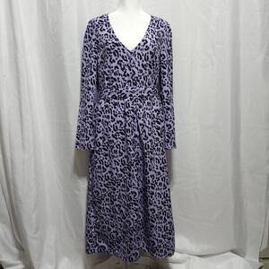 Monki Purple And Black Cheetah Print Midi Dress Size 42